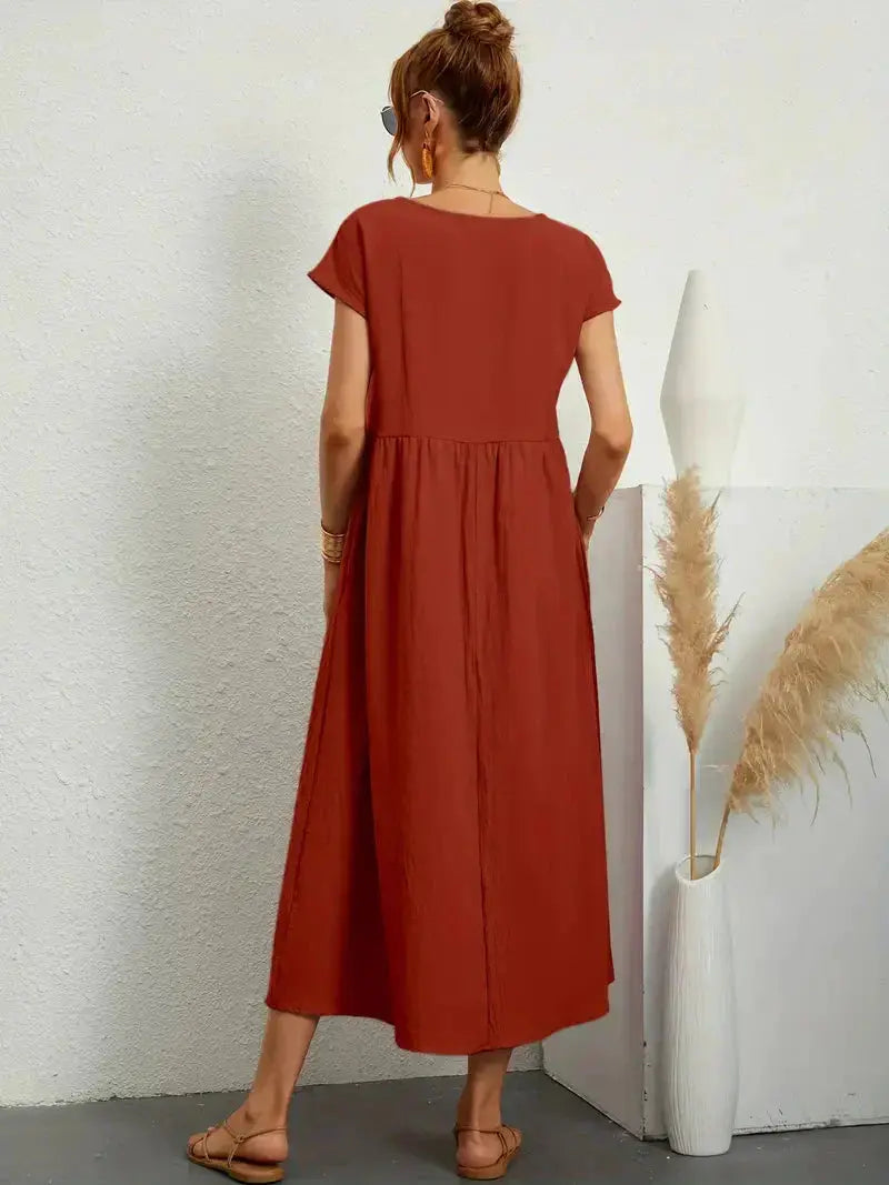 Short-Sleeved Long Dress for Women - Wilson Fashion