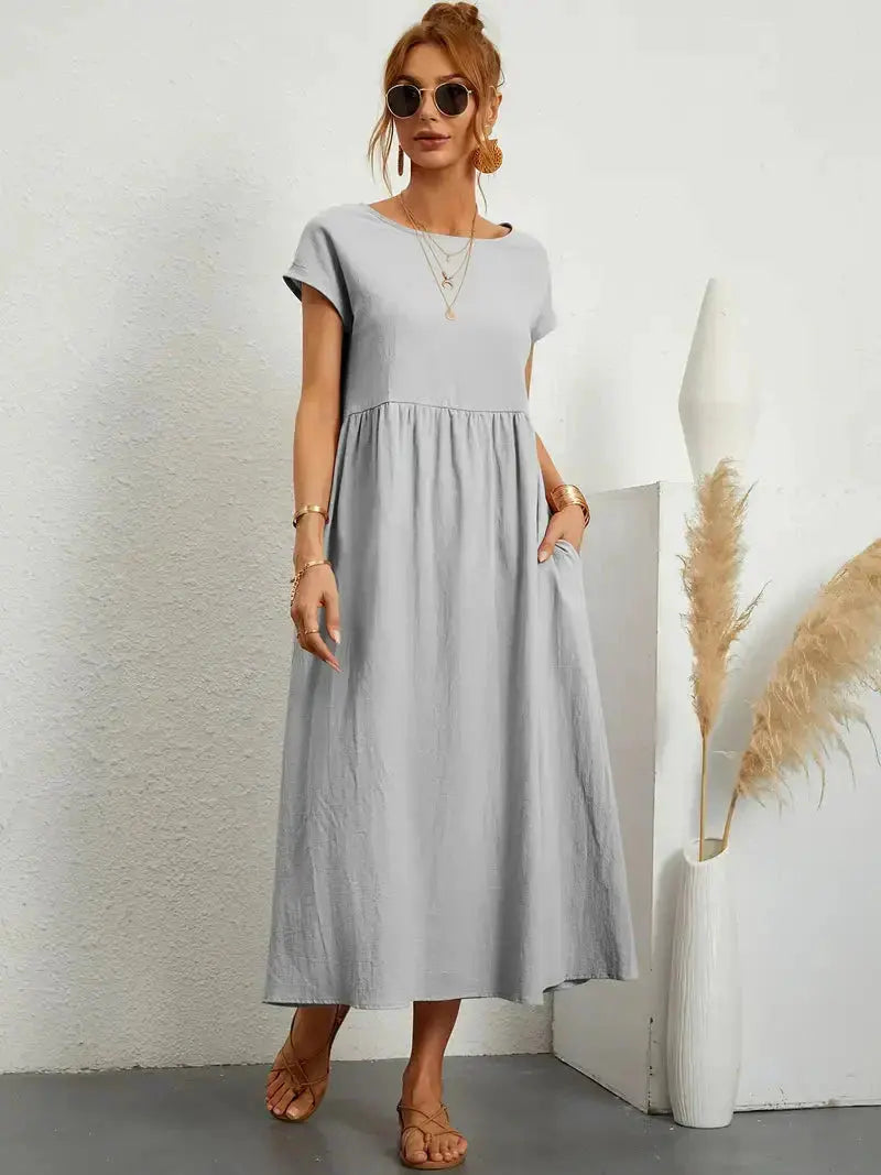 Short-Sleeved Long Dress for Women - Wilson Fashion