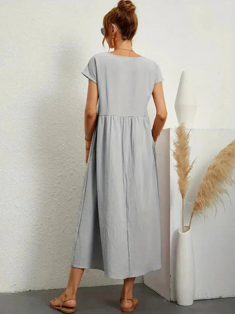 Short-Sleeved Long Dress for Women - Wilson Fashion