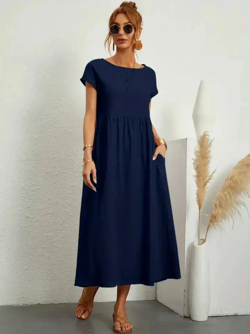 Short-Sleeved Long Dress for Women - Wilson Fashion