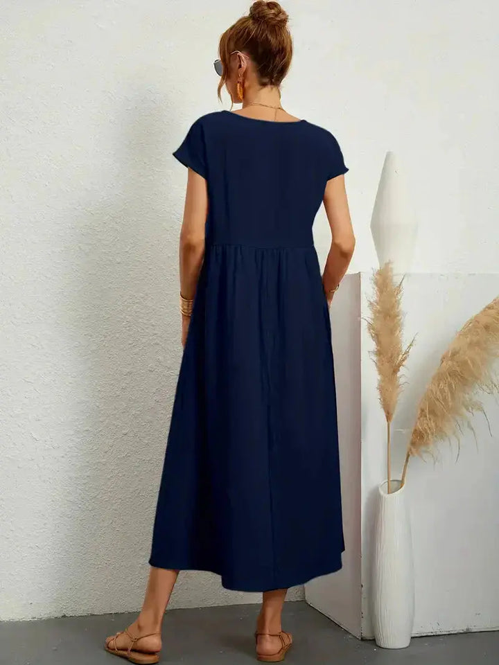 Short-Sleeved Long Dress for Women - Wilson Fashion