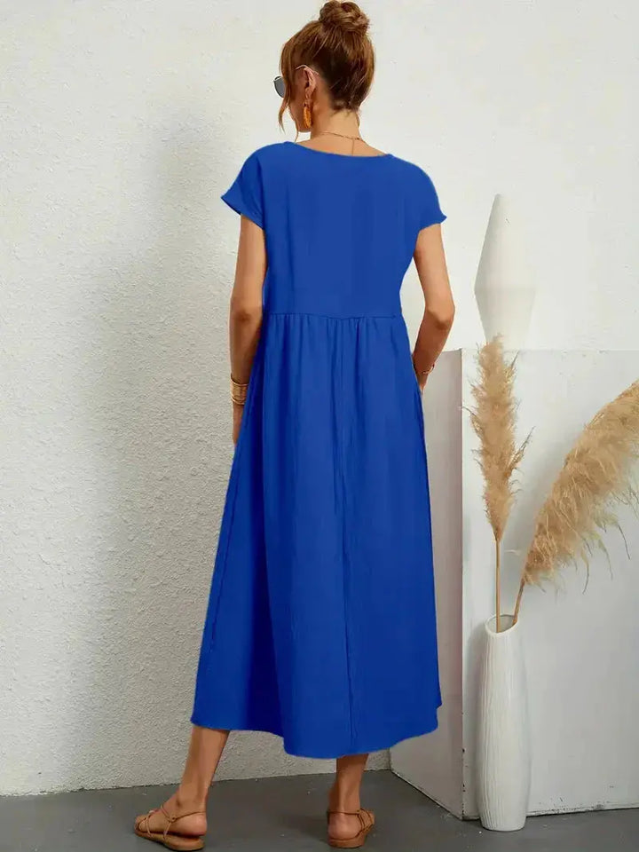 Short-Sleeved Long Dress for Women - Wilson Fashion