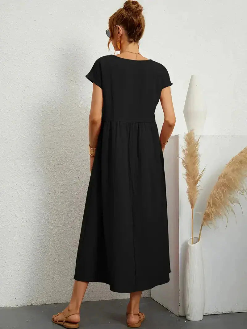 Short-Sleeved Long Dress for Women - Wilson Fashion