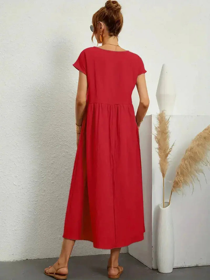 Short-Sleeved Long Dress for Women - Wilson Fashion