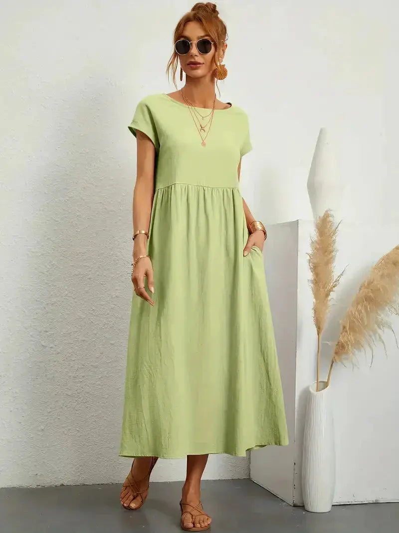 Short-Sleeved Long Dress for Women - Wilson Fashion