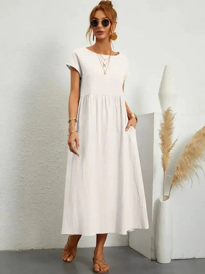 Short-Sleeved Long Dress for Women - Wilson Fashion