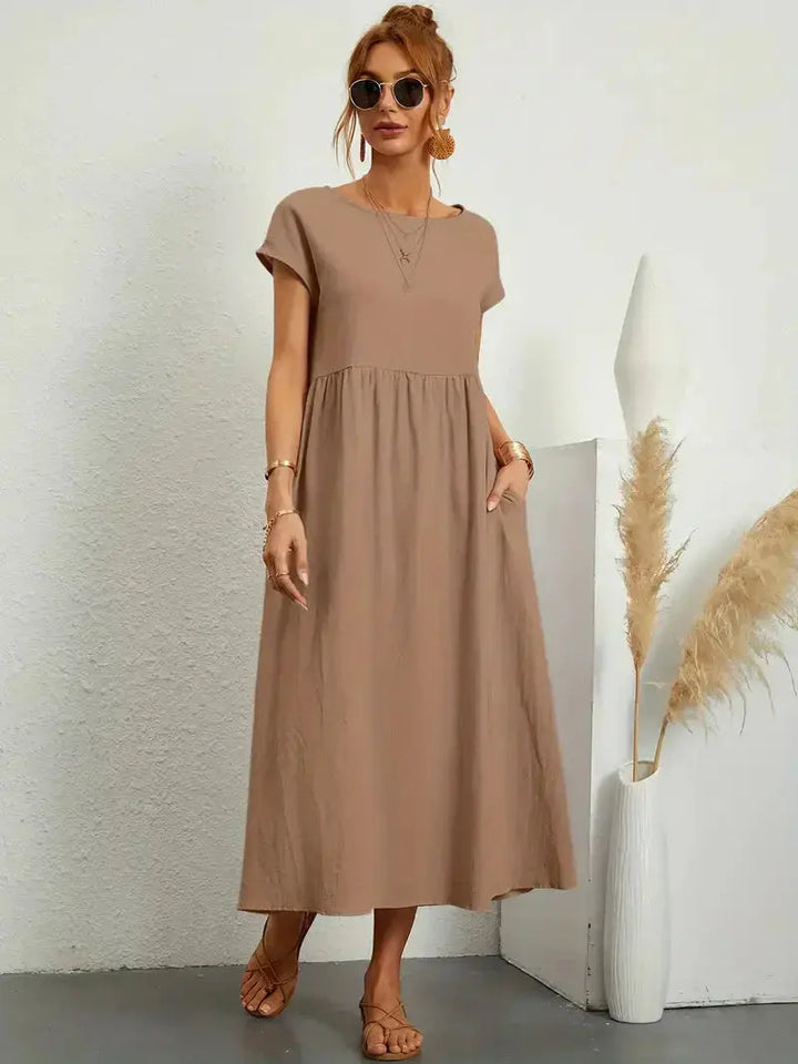 Short-Sleeved Long Dress for Women - Wilson Fashion