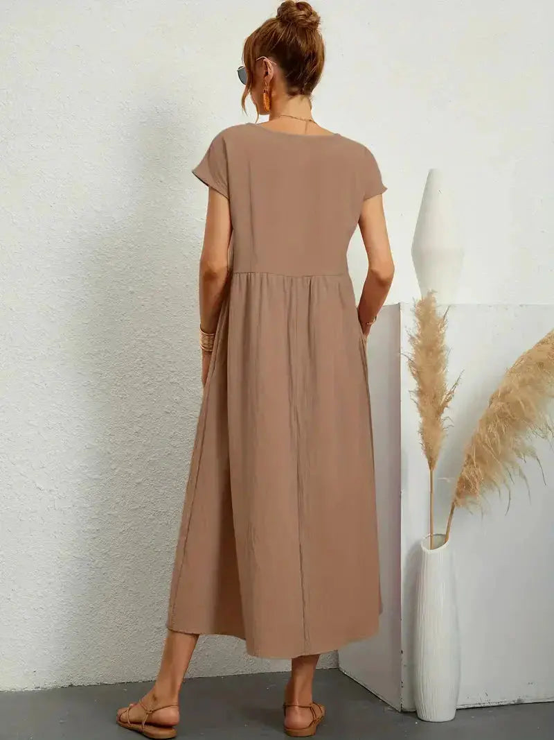 Short-Sleeved Long Dress for Women - Wilson Fashion