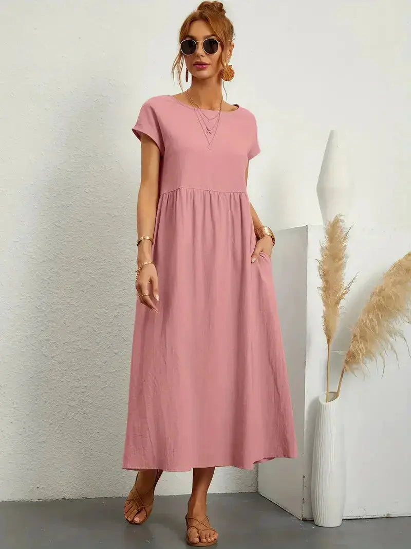 Short-Sleeved Long Dress for Women - Wilson Fashion