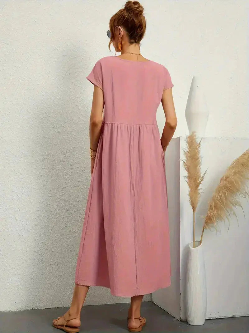 Short-Sleeved Long Dress for Women - Wilson Fashion