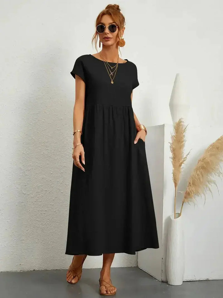 Short-Sleeved Long Dress for Women - Wilson Fashion