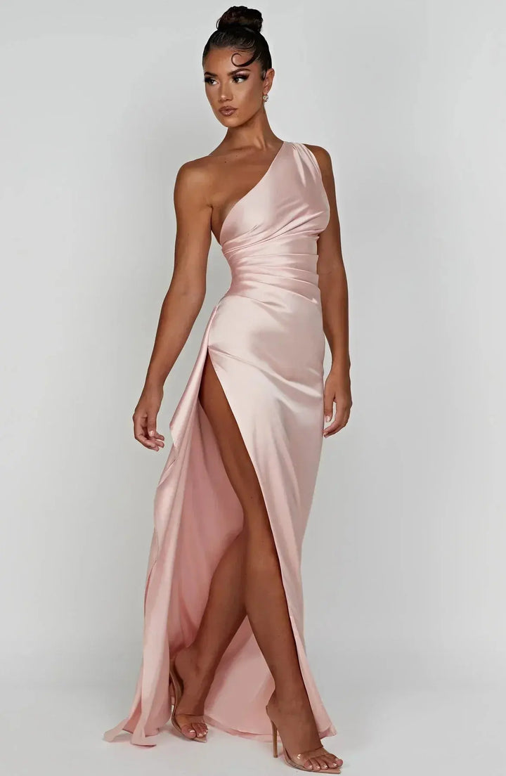 One Shoulder Satin Dress for Women Wilson Fashion