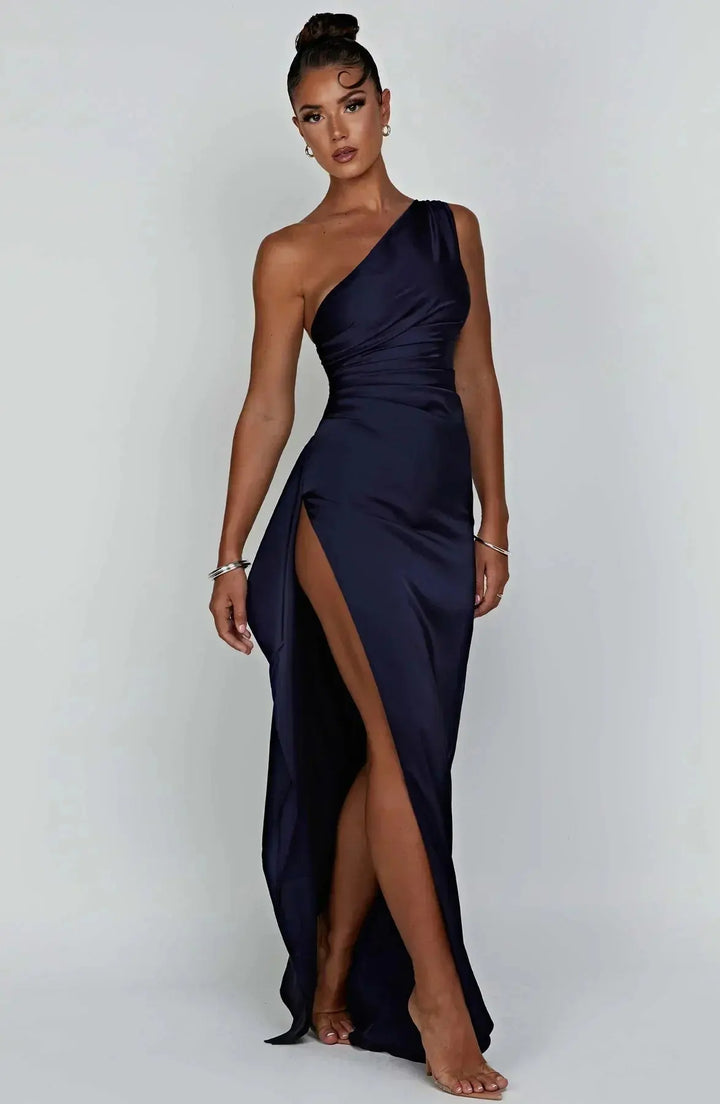 One Shoulder Satin Dress for Women Wilson Fashion