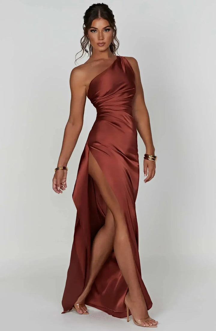 One Shoulder Satin Dress for Women Wilson Fashion