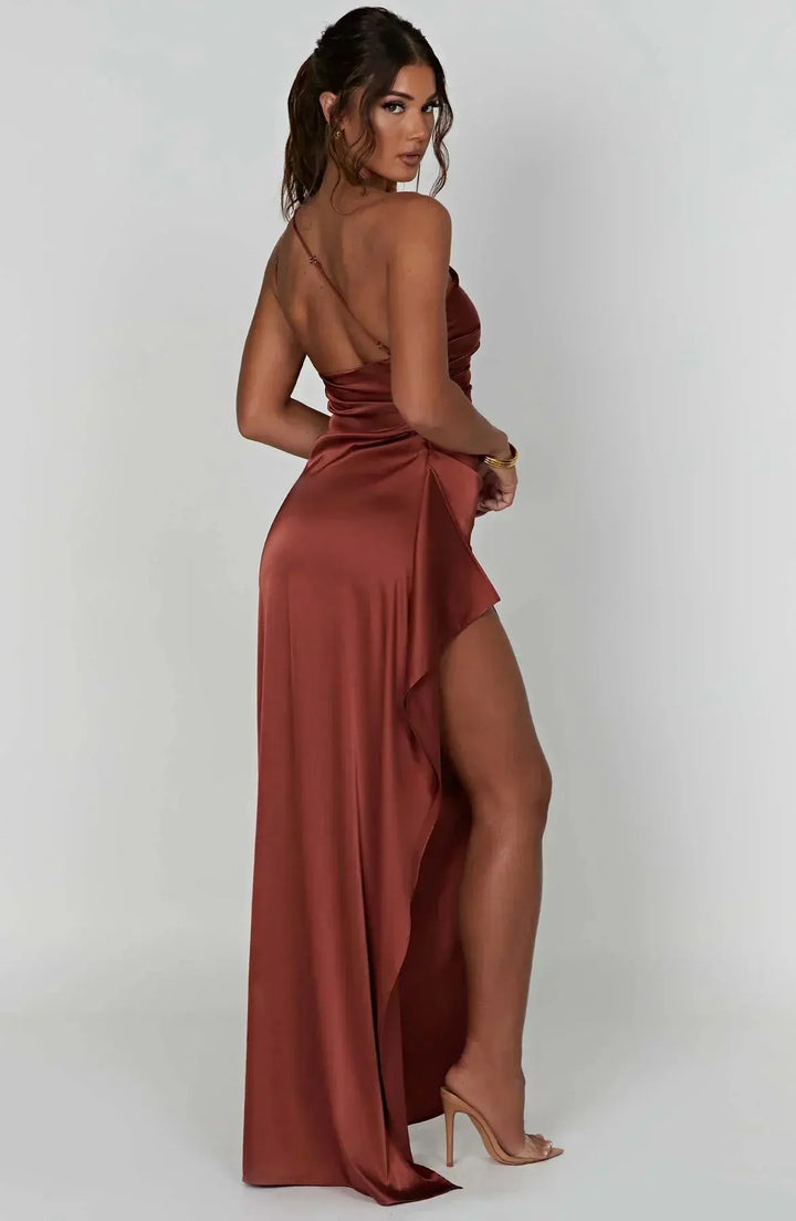 One Shoulder Satin Dress for Women Wilson Fashion